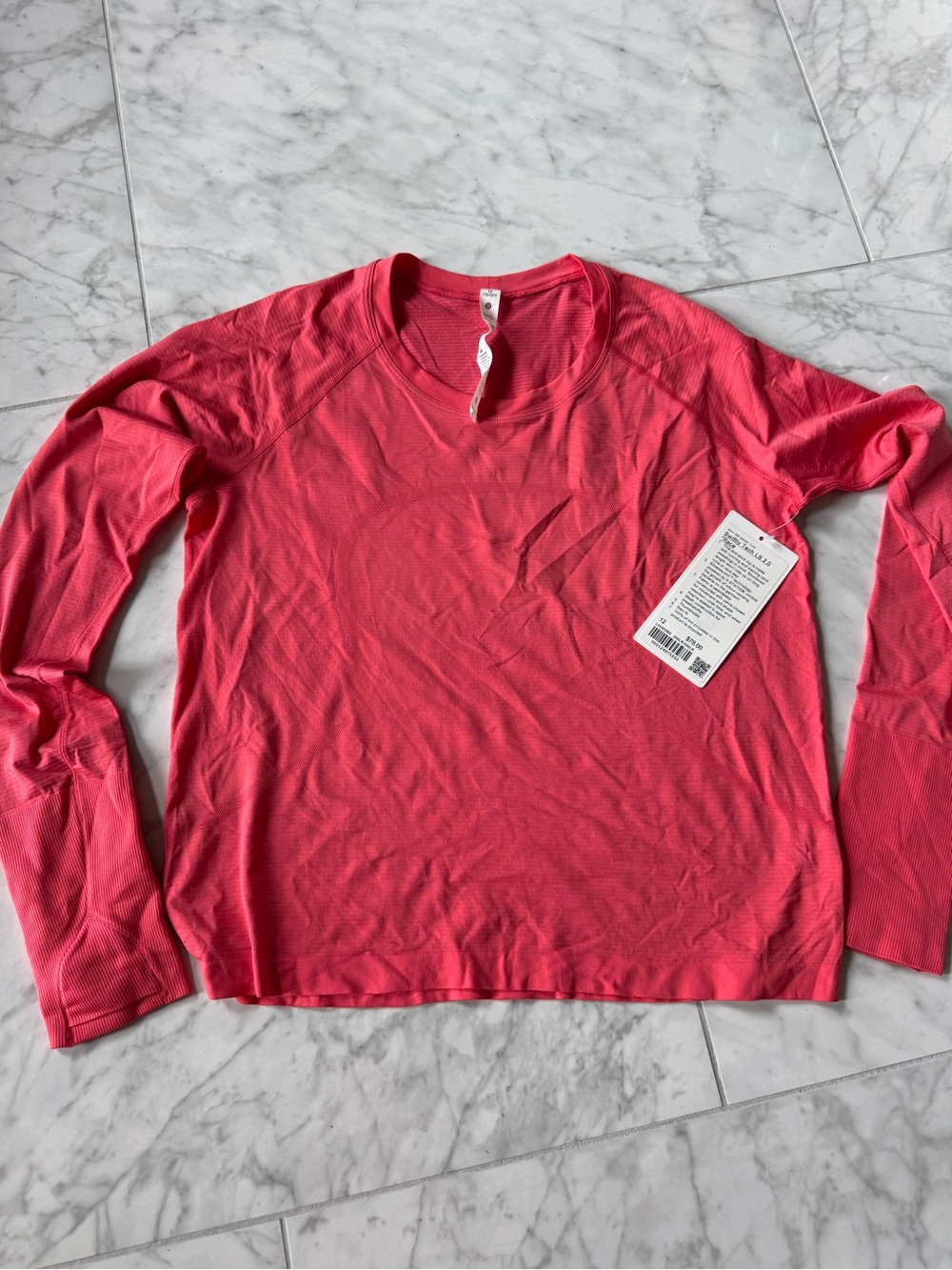 lululemon athletica women’s Swiftly Tech Long-Sleeve Crew in Coral
